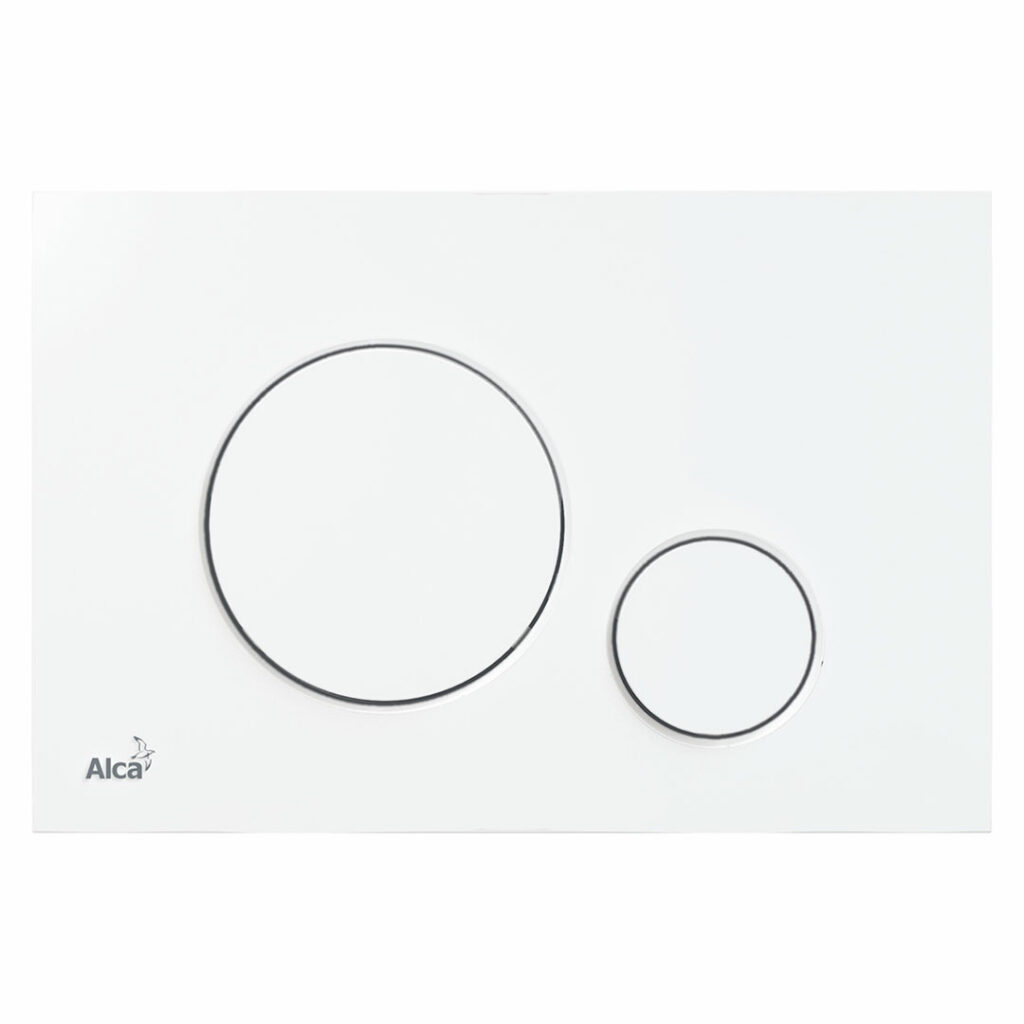 Alca M676 Thin Dual Flush Plate White | MyLife Bathrooms