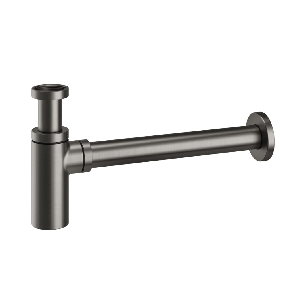 Minimal Round Bottle Trap Gun Metal MyLife Bathrooms