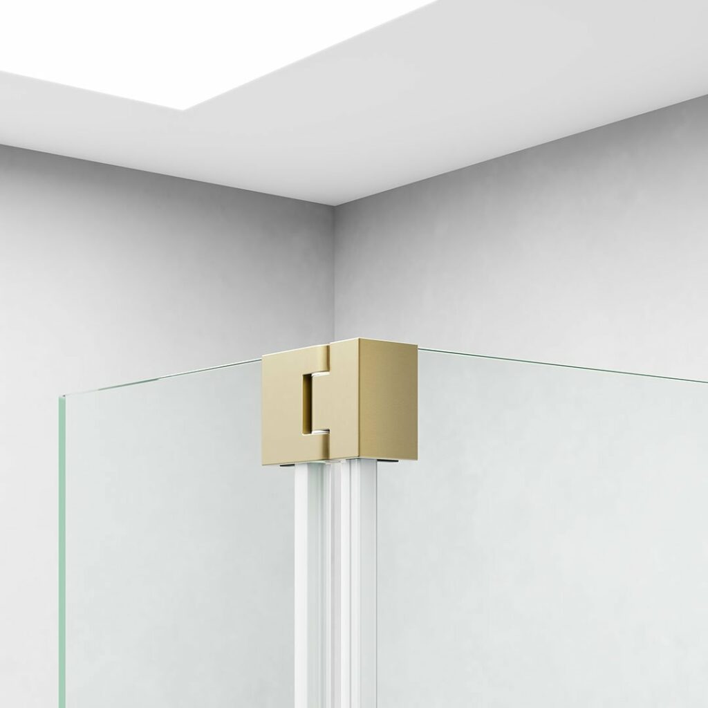 Emmi Wetroom Flipper Panel Hinges Brushed Brass MyLife Bathrooms