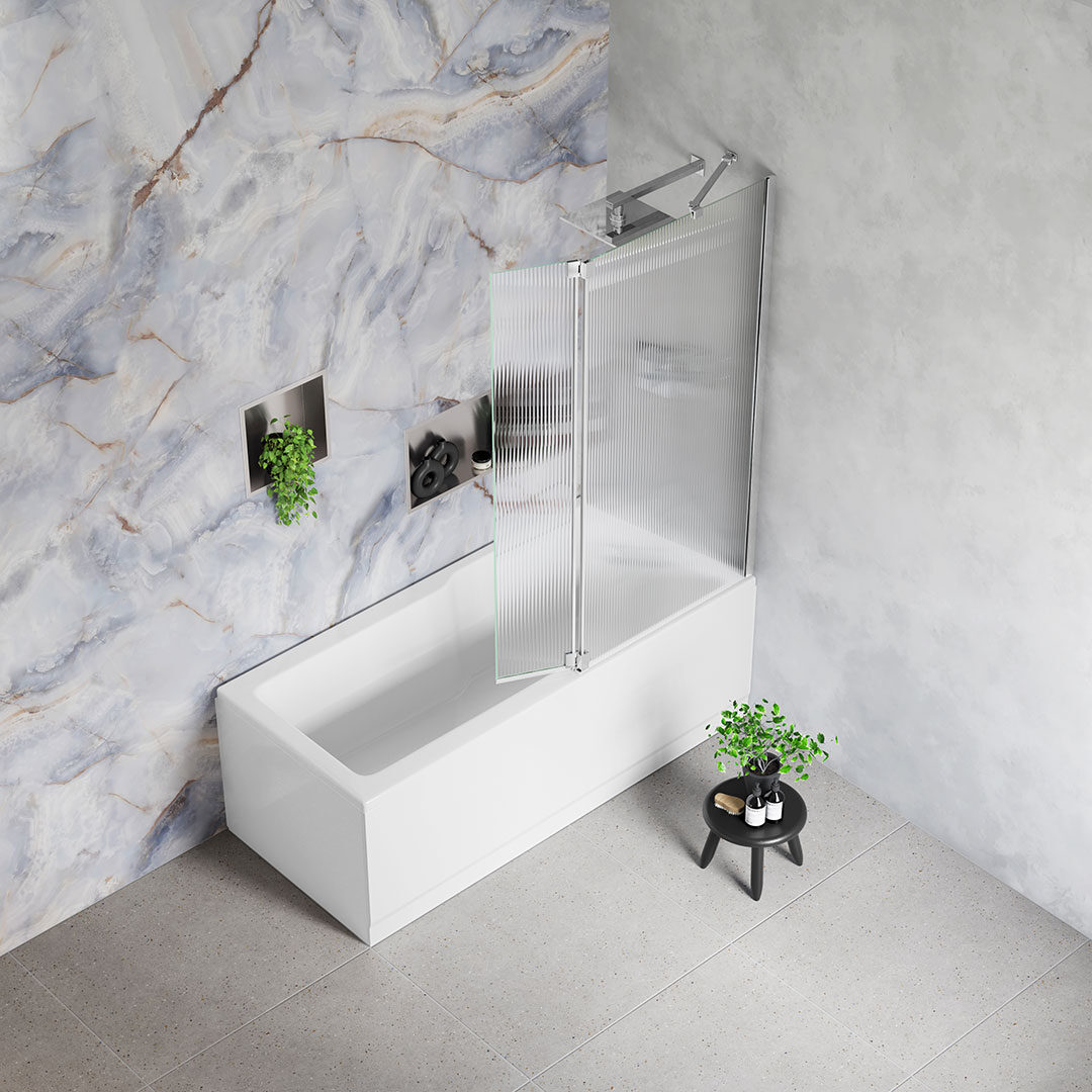 Emmi Bath Screen Flipper Panel Fluted Glass Only - Image 2